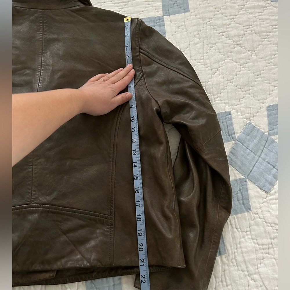Lucky Brand Brown Leather Moto Jacket - Picture 5 of 10